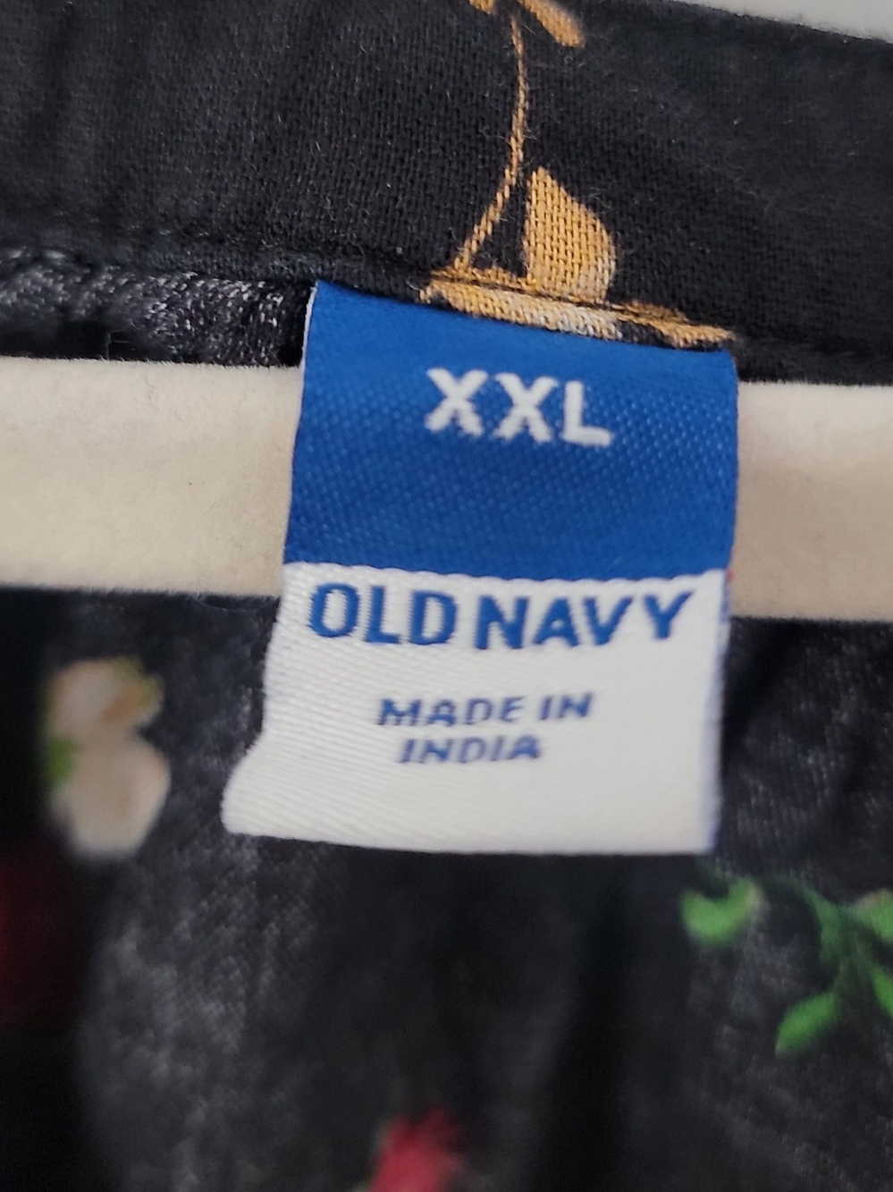 Old Navy Black Floral Peasant Blouse with Pink and Yellow Accents - Picture 2 of 4